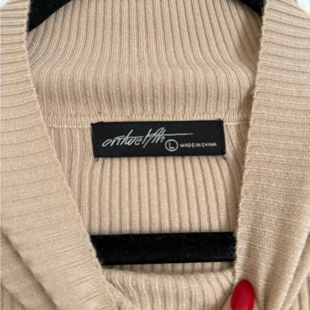 Tan Ribbed Long Sleeve Sweater - Picture 3 of 5